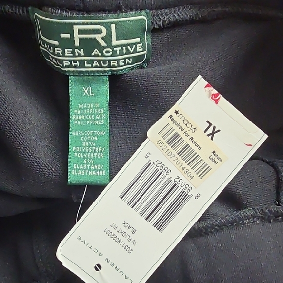NEW Lauren Ralph Lauren active black straight leg sweat pants XL - Picture 5 of 7
